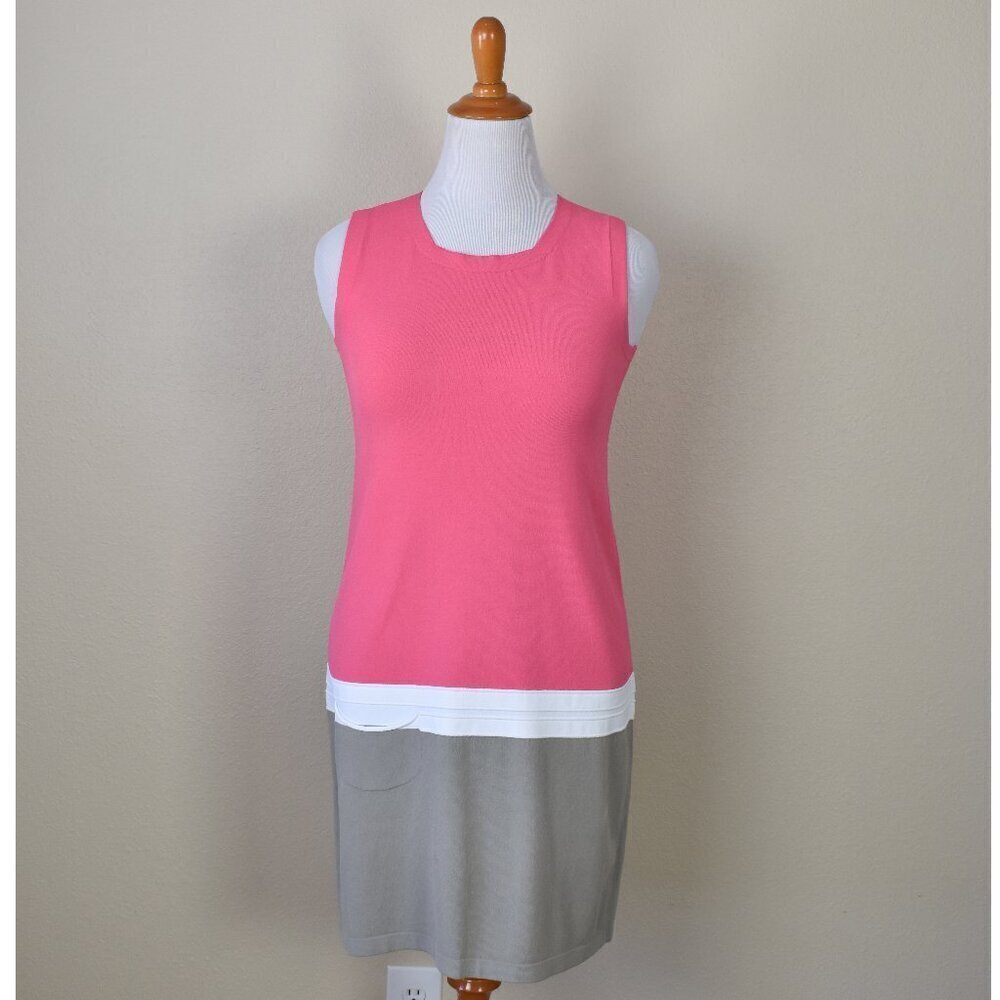 D. Exterior Color Block Stretch Knit Shift Dress - L